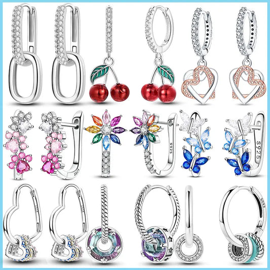 2025 New 925 Sterling Silver Hoop Earrings Flowers Zircon Drop Earrings Stud For Woman Fine Birthday Wedding Party Jewelry Gifts