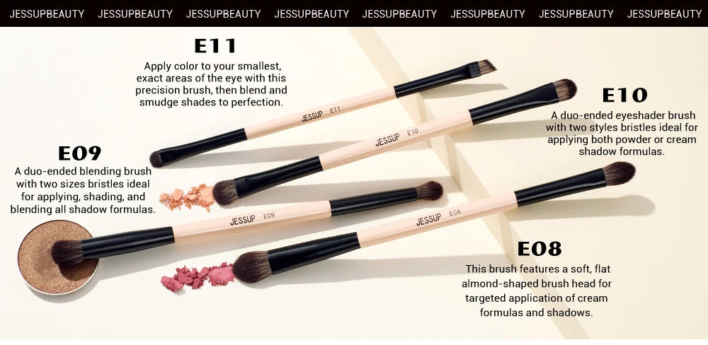 Jessup Makeup Brushes Set, 3/5/7pcs Double Sided Makeup Brush Foundation Eyeshadow Powder Blending,Cruelty-Free Peach Dust T600