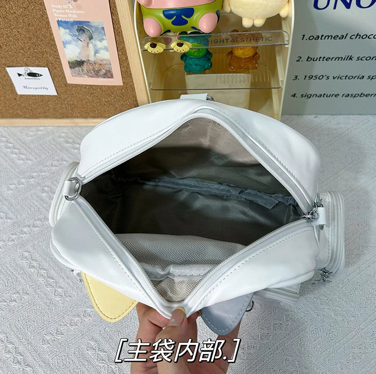 Women's Fashion Backpacks Y2K Korean Japan Kawaii Cat Ita Bag PU Cute Girls Transparent Pocket Aesthetic Shoulder Crossbody Bags