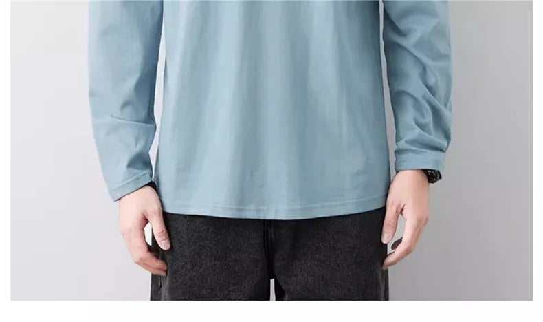 Fast Delivery T-Shirts Men Long Sleeves Tee Tops Male Autumn Plain Cotton Tshirts Plus Size 4XL 5XL Undershirts Man Clothing