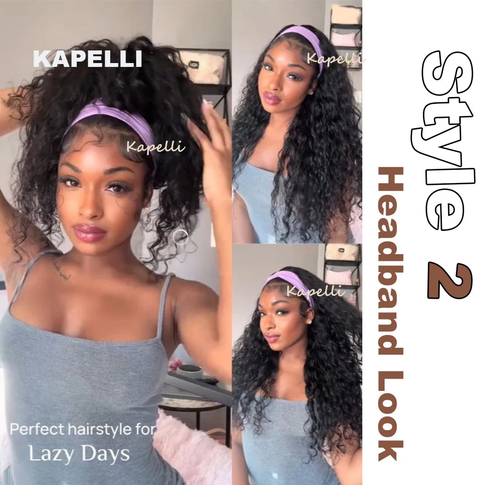 Half Wig Human Hair Kinky Curly Glueless Wig Human Hair Ready to Wear 3 IN 1 Half Wig With Drawstring 250 Density Curly Half Wig