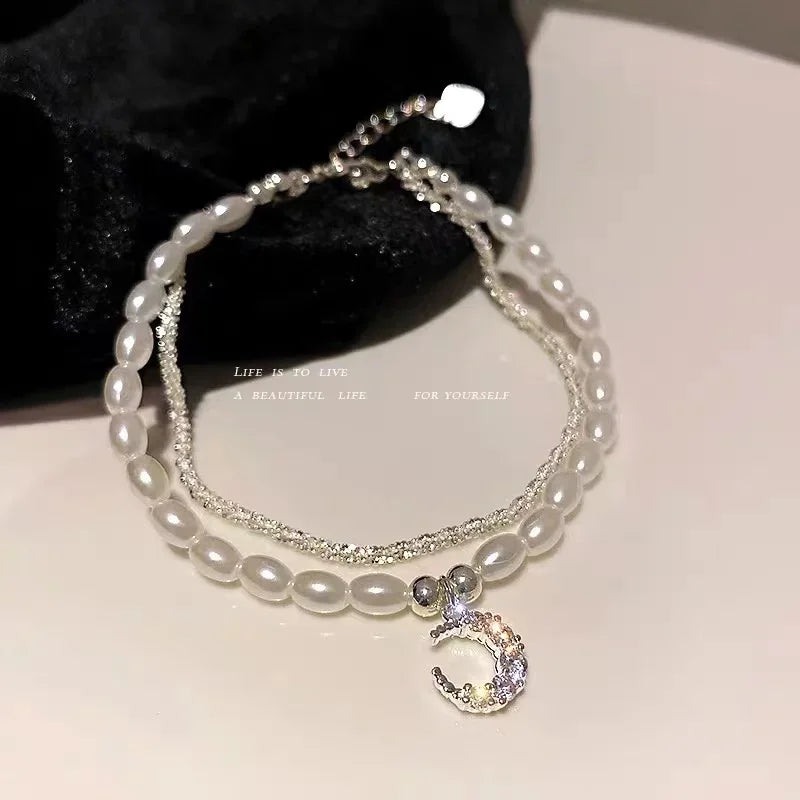 4Pcs/Set Heart White Color Pearl Bracelets Set For Women New Trendy Elastic Beaded Bracelet Elegant Wedding Party Jewelry Gift