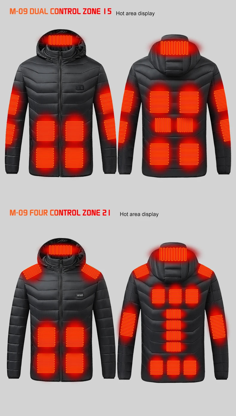 TODWARM Heated Jacket 21 Areas Winter Men's Women's Motorcycle Jacket USB Electric Heating Jacket Heated Vest Moto Thermal Cloth