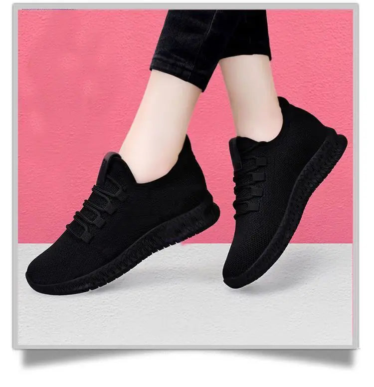 Women's Breathable Non-slip Platform Fashion New Casual Shoes Korean Running Shoes Black Sneakers Shoes for Women 2024 Autumn
