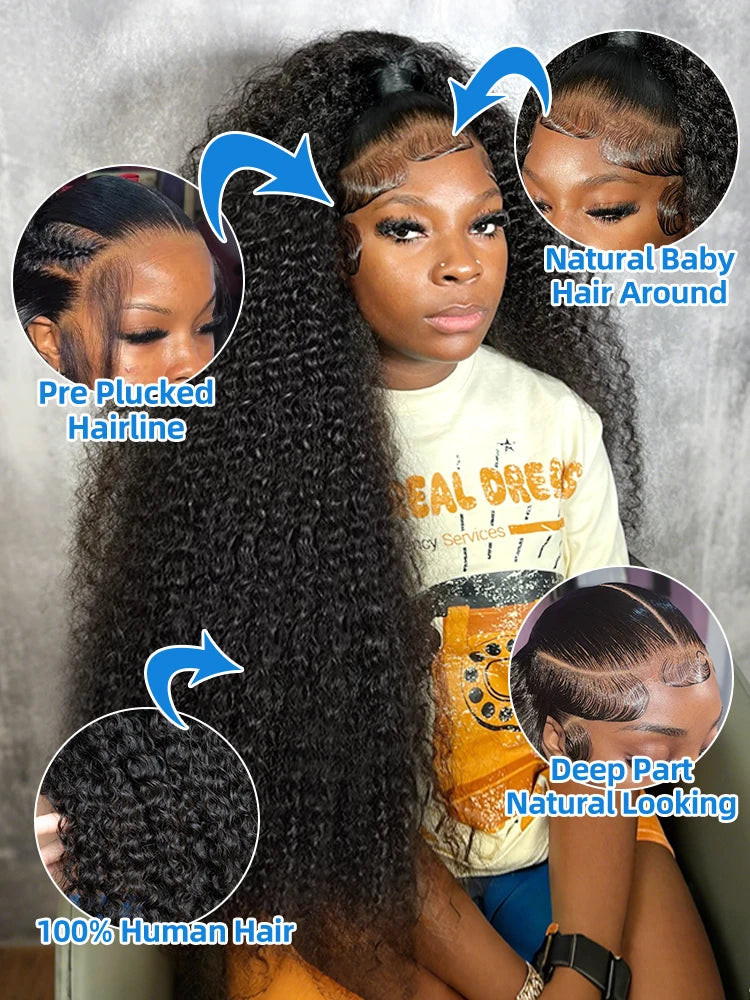 Xcurly 30 40 Inch Deep Wave 13x4 HD Lace Front Wig Human Hair For Women 220 Density Loose Water Curly 13x6 Lace Frontal Wigs