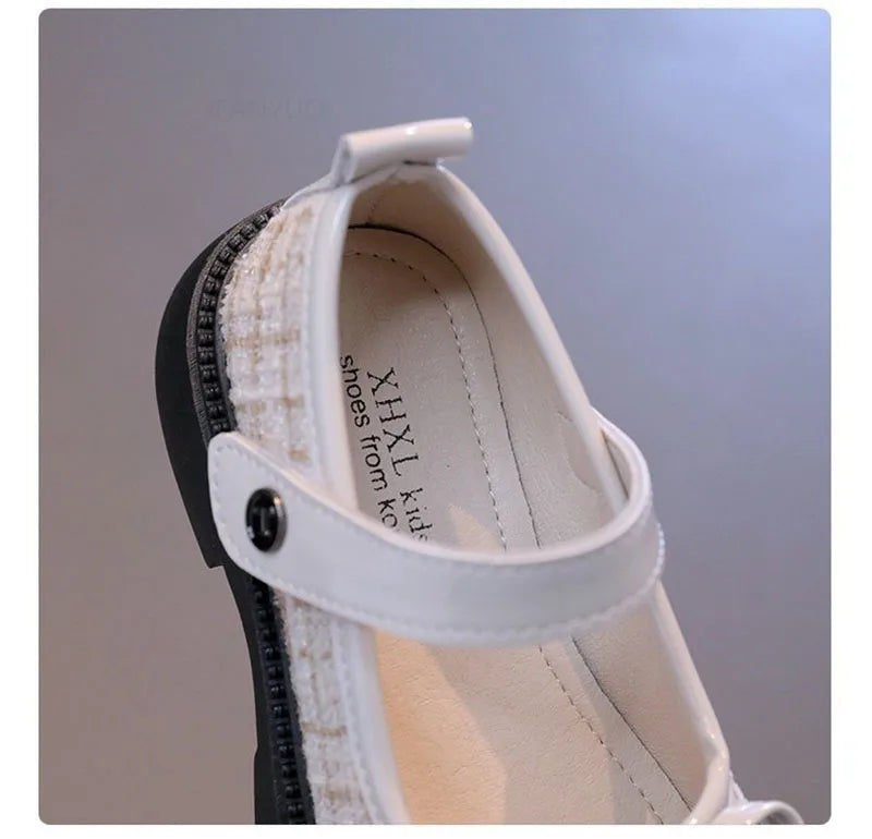 Spring Autumn Children's Leather Shoes with Bowknot Versatile Girls Fashion Mary Jane Shoes Causal Patchwork Kids Princess Shoes