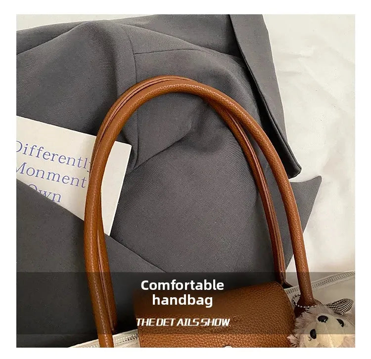 Eco-Friendly Dumpling Shape Tote Bag Versatile Ladies Handbag Single Shoulder Slant Cross Commuter Bag Soft Canvas Square Shape