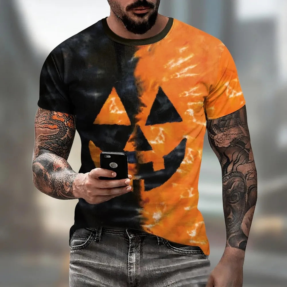 Men's Halloween T-Shirts 3D Skull Print Short Sleeve T-Shirt Casual Round Neck Novelty Street Fashion Shirts anime clothes