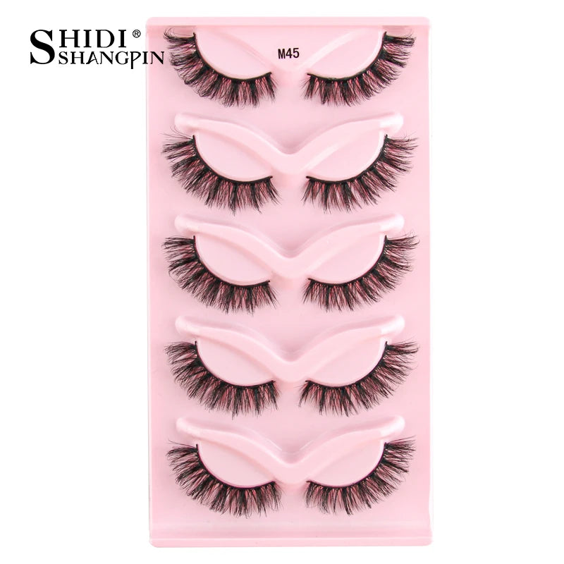 SHIDISHANGPIN Half Lashes Cat Eye Lashes 3D Natural Winged End Eye Elongated Eyelashes Fox Eye lashes Faux Mink Eyelashes Makeup
