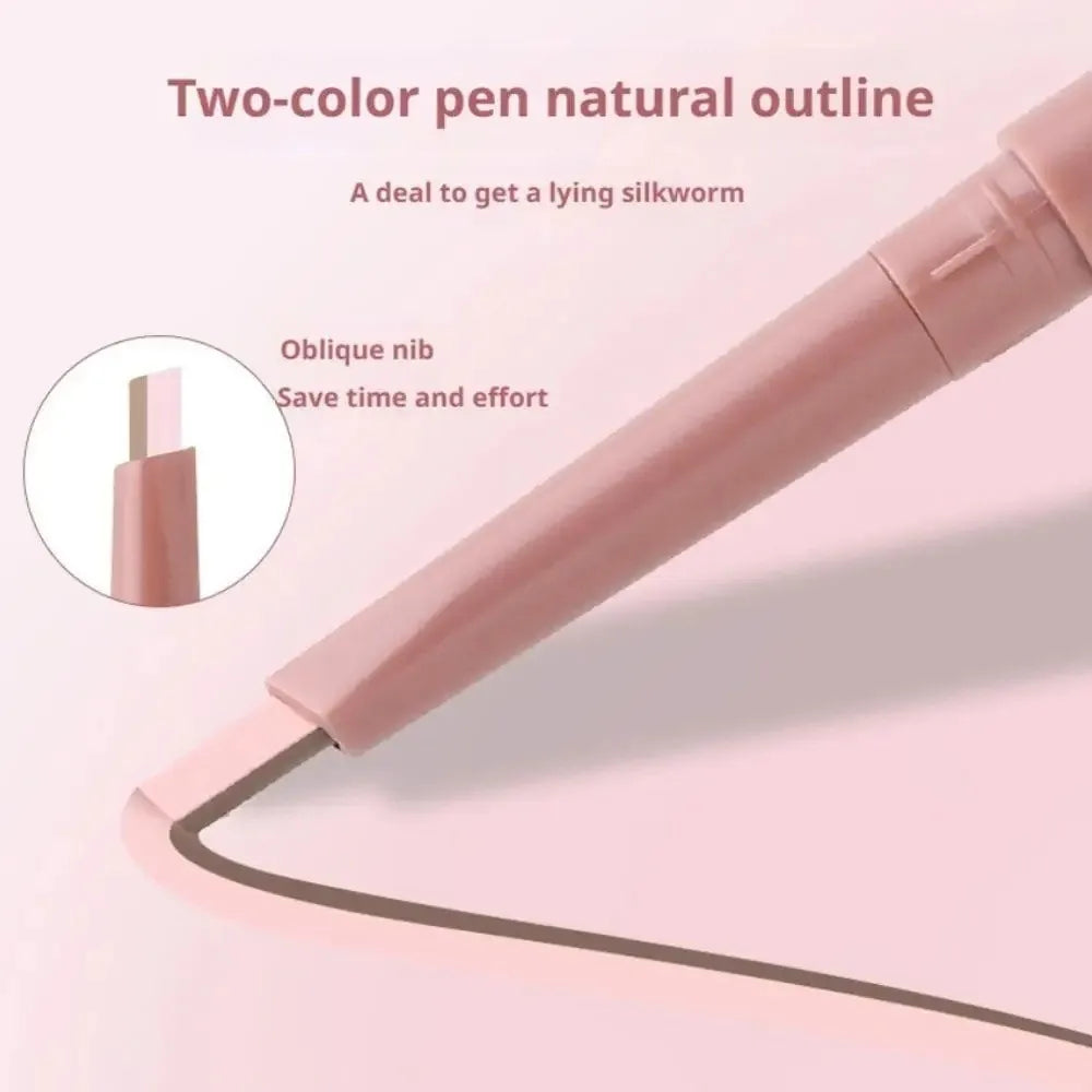 Double Ended Lying Silkworm Pencil Eye Makeup Tool with Brush Highlighter Makeup Pen Mulitfuntional Eye Brightener Makeup Stick