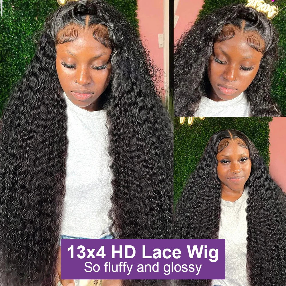 Xcurly 30 40 Inch Deep Wave 13x4 HD Lace Front Wig Human Hair For Women 220 Density Loose Water Curly 13x6 Lace Frontal Wigs