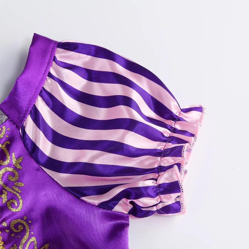 Disney Rapunzel Princess Dress Girl Purple Puff Sleeve Cosplay Tangled Costume Halloween Vestido Kids Birthday Ball Gown Clothes