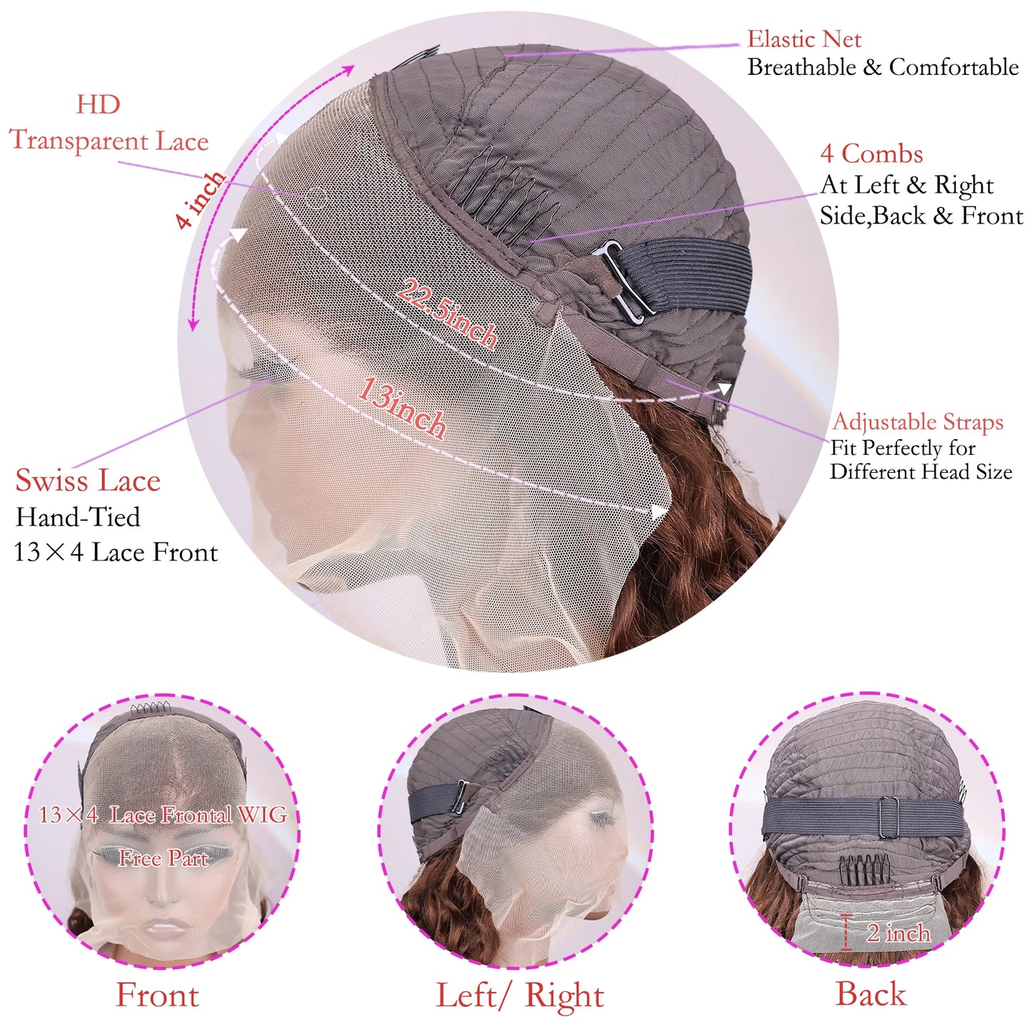 200 Density Chocolate Brown Deep Wave Lace Front Human Hair Wig 38Inch Color Hd Lace Frontal Wig For Women 13x4 Water Curly Wigs