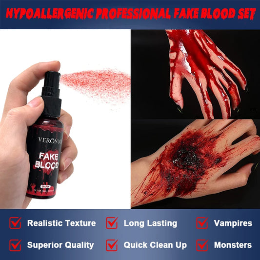 Realistic Fake Blood Gel Non-Toxic Long-Lasting SFX Makeup with Clotted Blood Texture for Halloween Party Vampire Zombie Monster