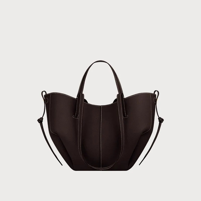 Women's large capacity leather hand-held wing bag, pleated underarm tote bag, casual and fashionable one shoulder underarm bag