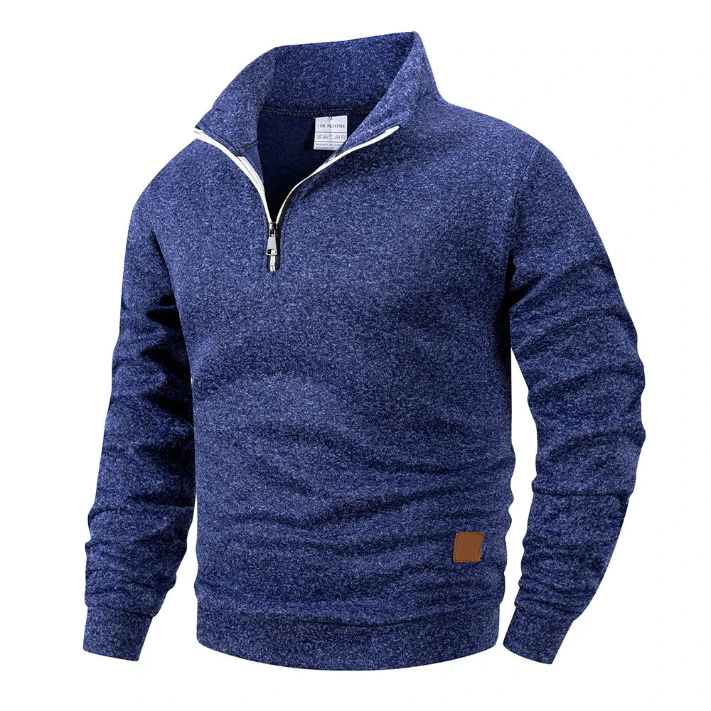 Autumn Men's Stand Collar Pullovers Slim Fit Warm Solid Color Half Zipper Long Sleeve Sweater Men's Casual Sweatshirts Top