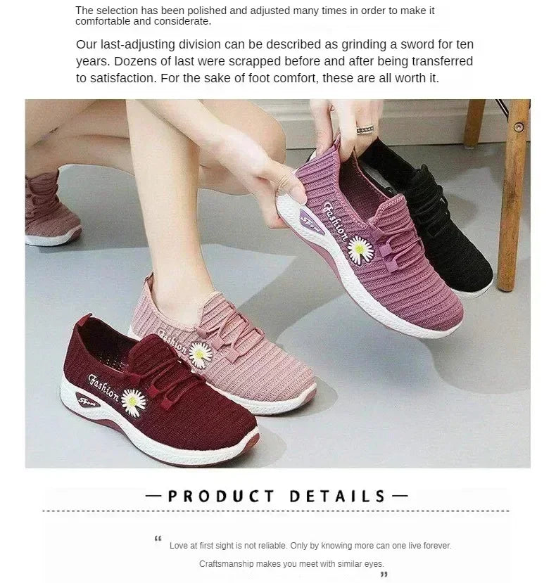 Fashionable Sports Shoes for Women, Thick and Breathable Soft Soled Mesh, Lightweight Casual Shoes, Trendy Coconut Shoes