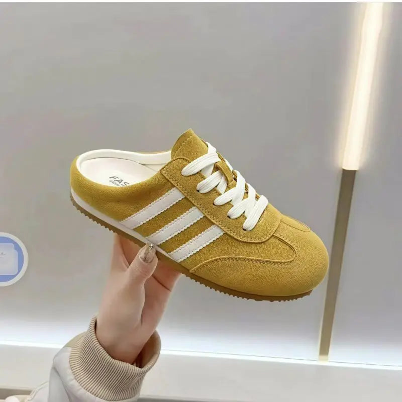 Baotou semi-slippers women's summer wear 2025 new super hot heelless flat German training shoes lazy one-foot women's shoes