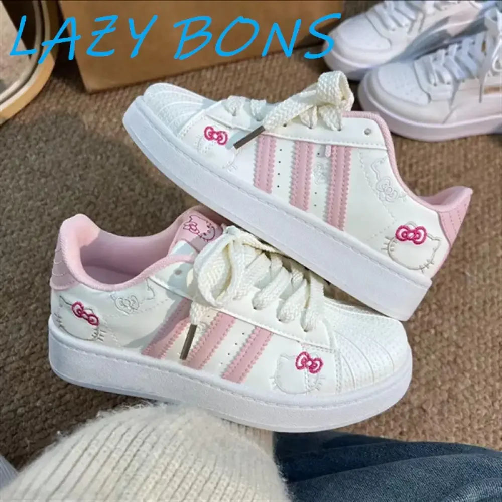 Hello Kitty Board Shoes Summer Sweet Women Sports Shoes Anime Sanrios Cartoon Kt Leisure Cute Girls Student Thick Soled Shoes