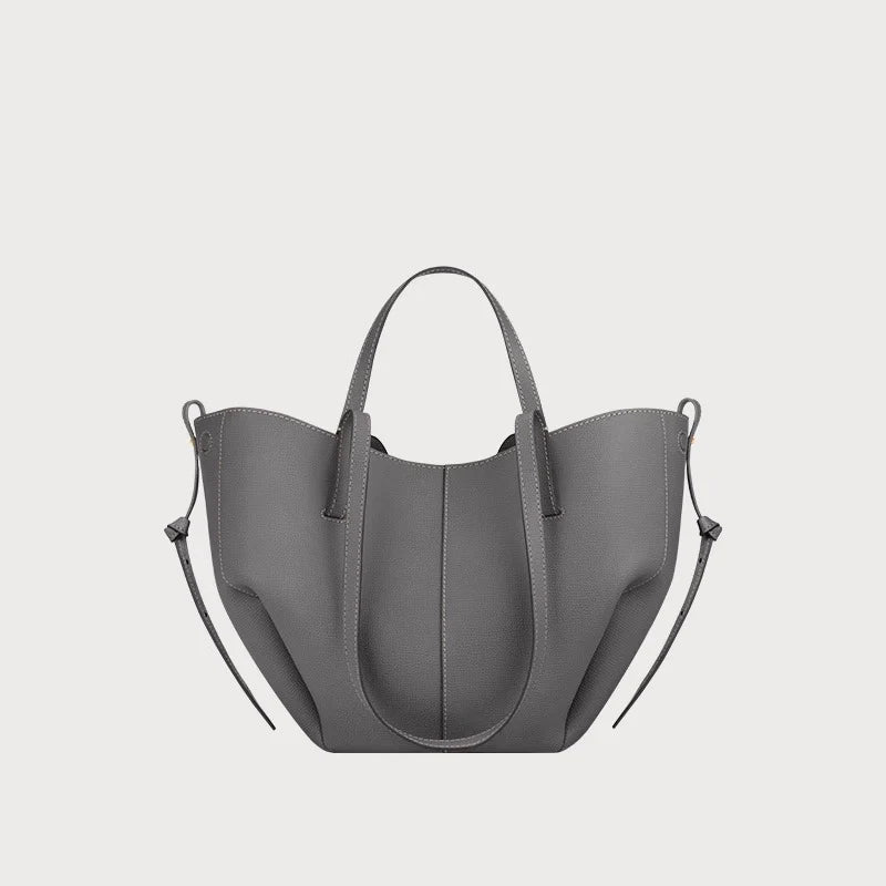 Women's large capacity leather hand-held wing bag, pleated underarm tote bag, casual and fashionable one shoulder underarm bag