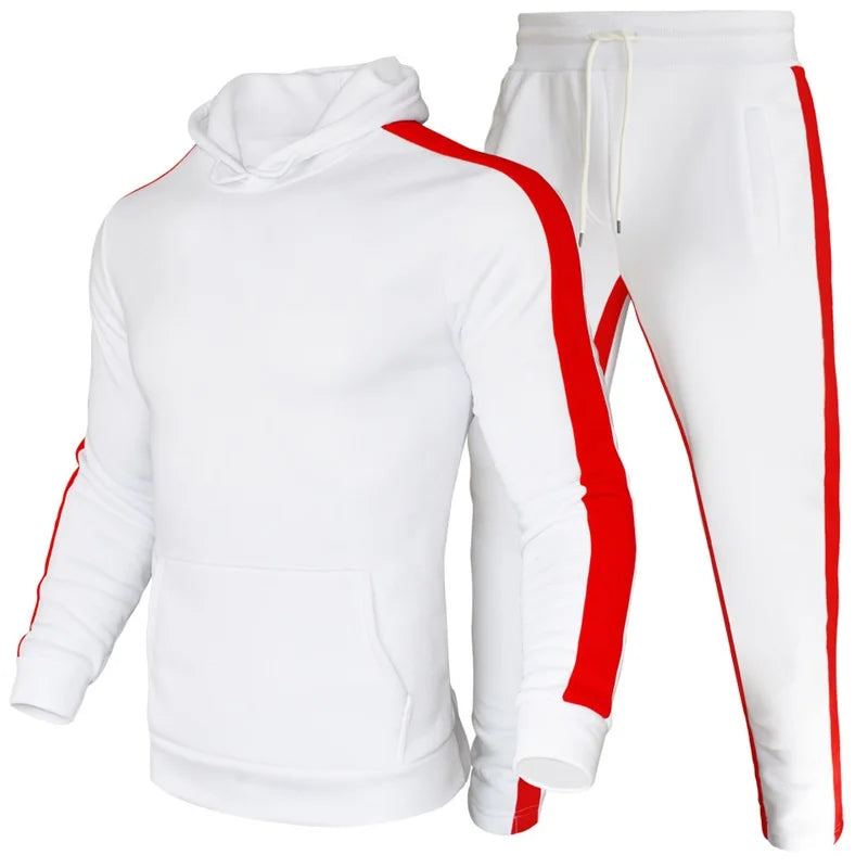 Men's 2 Piece Tracksuit Color Block Sweatsuit Stripes Casual Winter Long Sleeve Warm Moisture Wicking Breathable Sportswear Suit