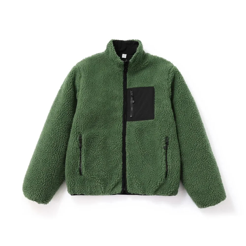 Vintage American Style Double-Sided Wearable Black Eight Ball Flocking Woolen Jacket Zipper For Men And Women Casual Use