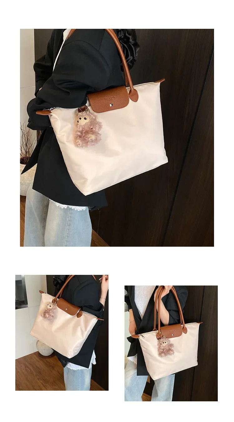 Eco-Friendly Dumpling Shape Tote Bag Versatile Ladies Handbag Single Shoulder Slant Cross Commuter Bag Soft Canvas Square Shape