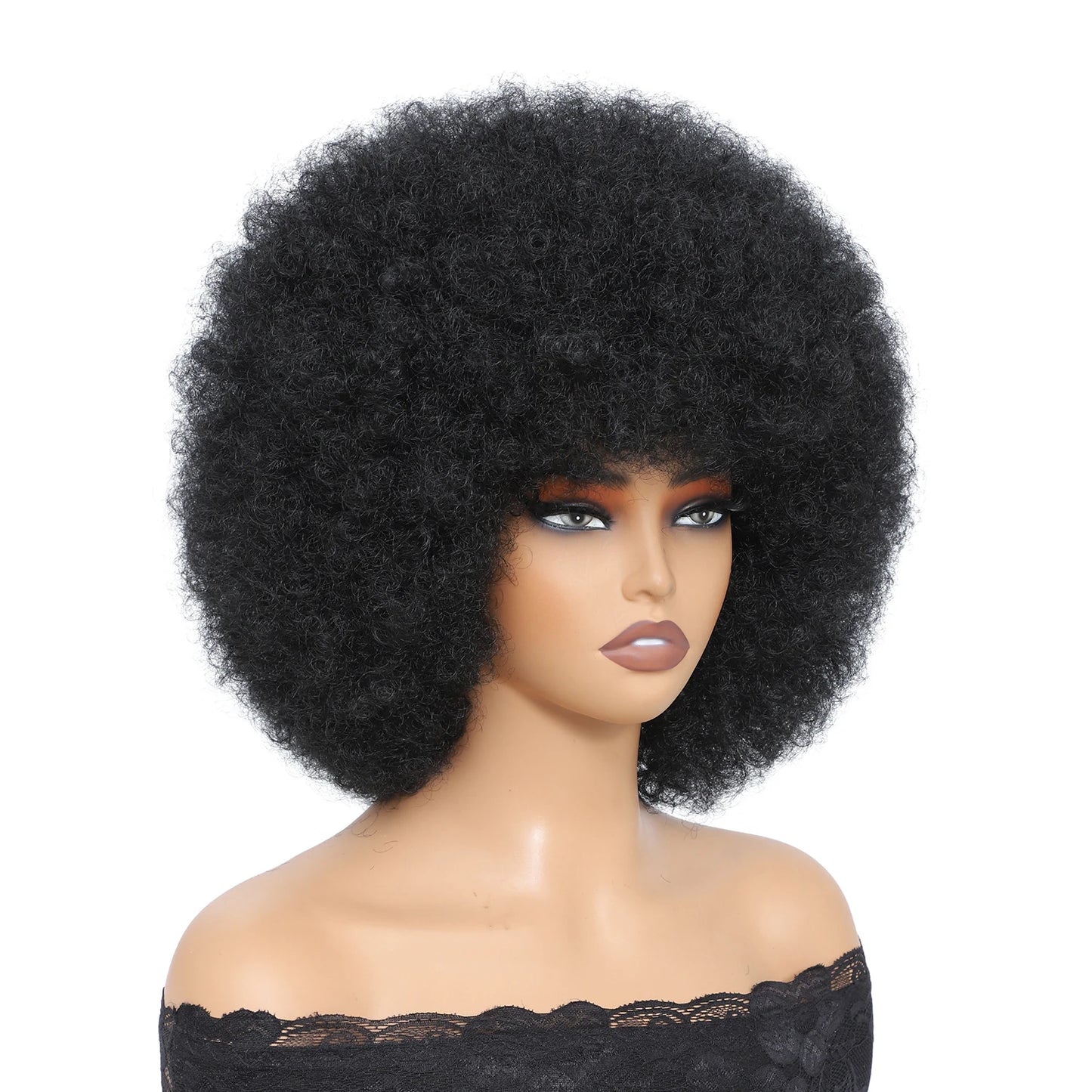 Afro Wigs for Black Women 14 Inch 70s Afro Kinky Curly Bouncy Fluffy Puff Synthetic Wig Ideal for Cosplay Daily & Party