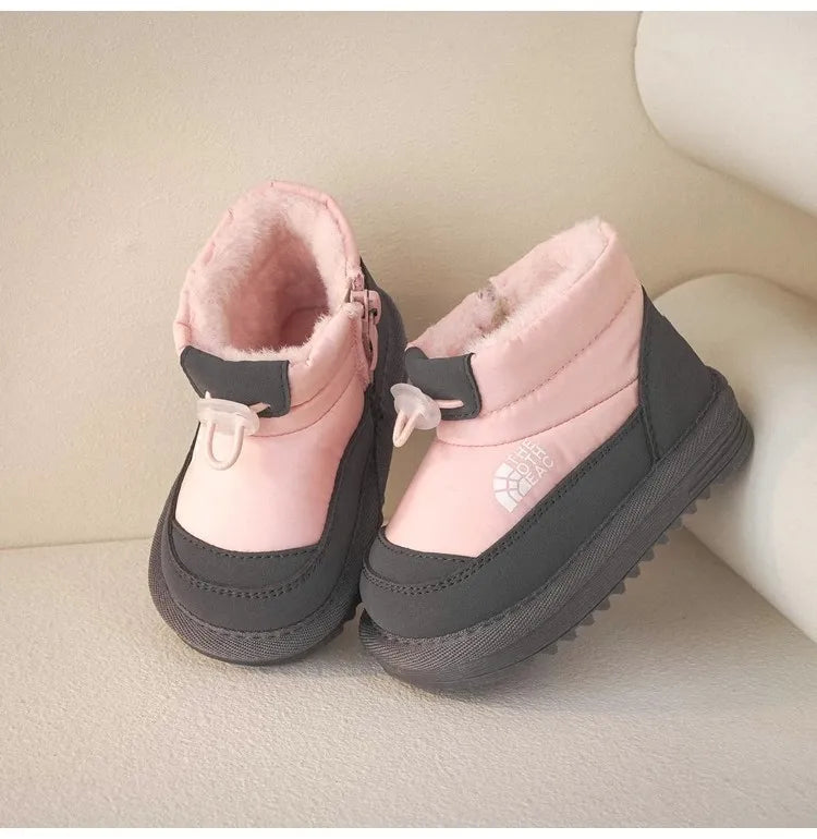 Children's Snow Boots Winter Boys Plush Thicken Platform Cotton Shoes Comfortable Girls Warm Waterproof Fashion Warm Plush Shoes