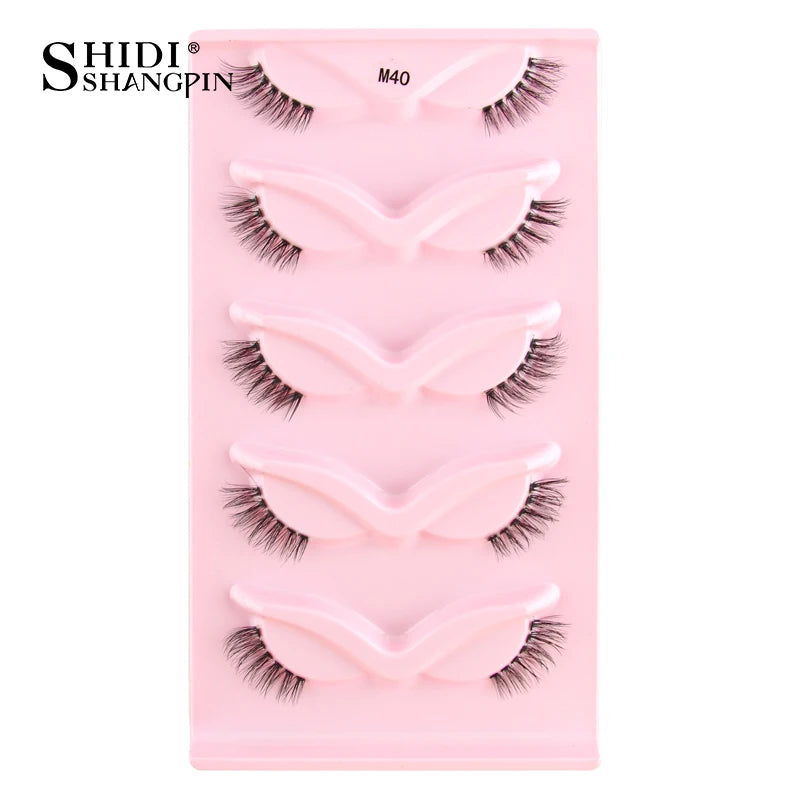 SHIDISHANGPIN Half Lashes Cat Eye Lashes 3D Natural Winged End Eye Elongated Eyelashes Fox Eye lashes Faux Mink Eyelashes Makeup