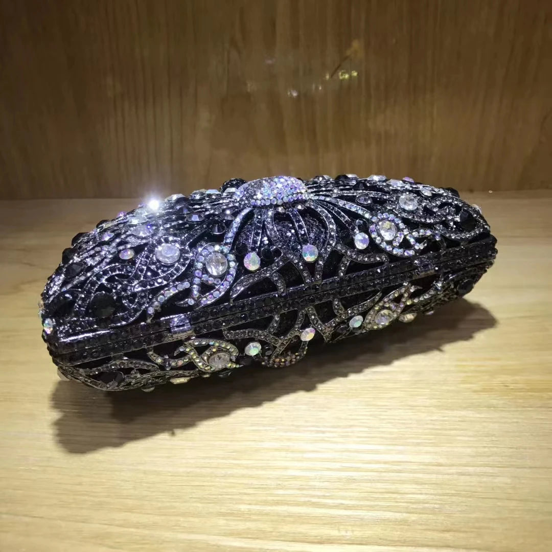 Women Peacock Animal Multicolored Clutch Bag Diamond Crystal Dinner Party Gala Handbag Wedding Bridal Birthday Gift Cute Purse