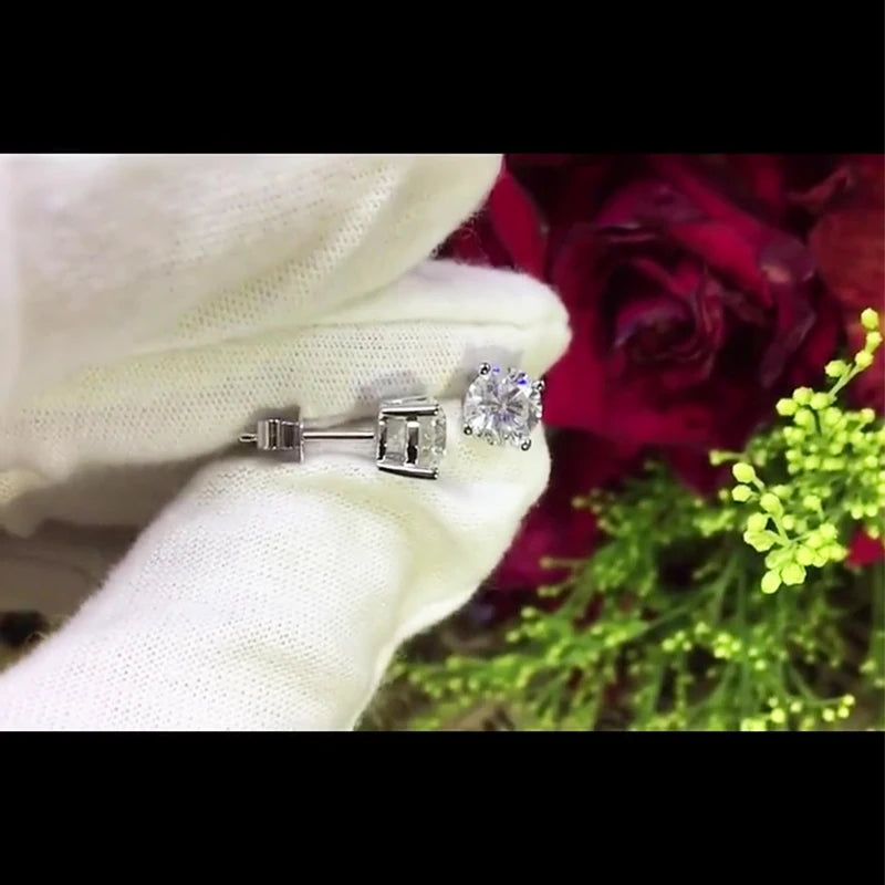 DJMAX 0.5-2ct Moissanite Diamond Stud Earrings for Women Original 925 Sterling Silver Lady's Moissanite Earring New 2025