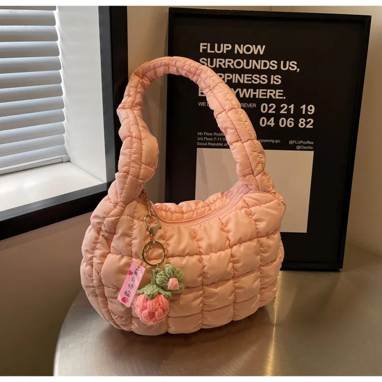 Women's Bag Korean Version Sweet Girly Style Shoulder Bag Fashion Casual Bubble Dumpling Bag Fold Cloud Bag Fashion Exquisite