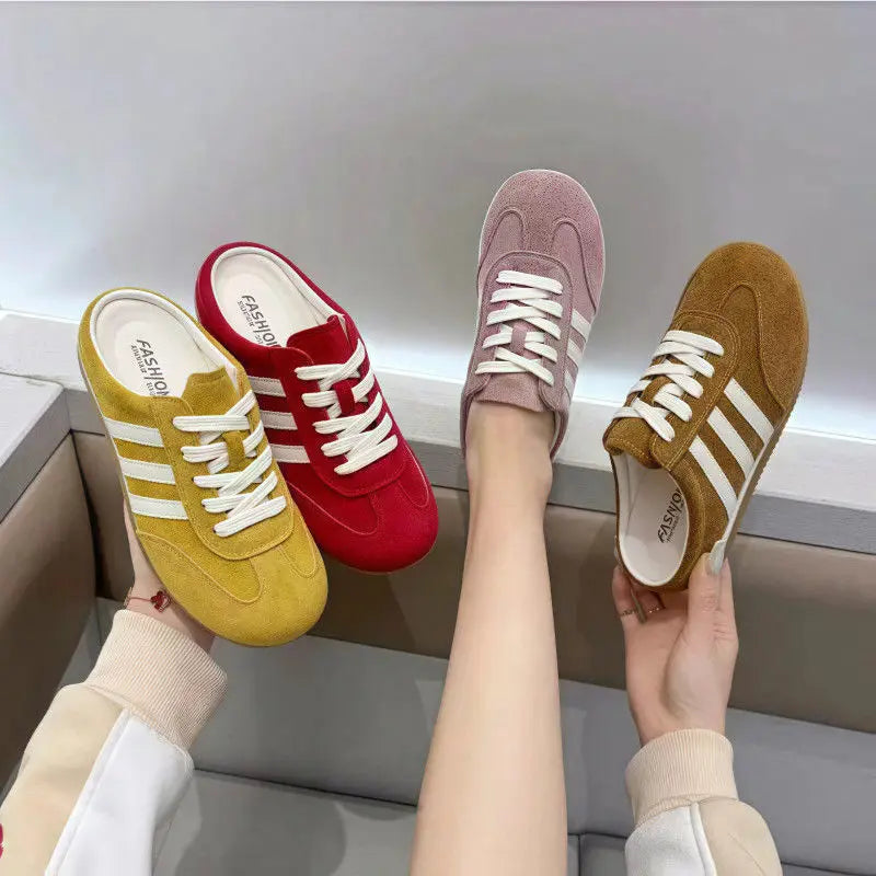 Baotou semi-slippers women's summer wear 2025 new super hot heelless flat German training shoes lazy one-foot women's shoes
