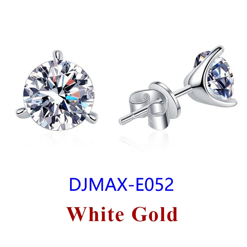 DJMAX 0.5-2ct Moissanite Diamond Stud Earrings for Women Original 925 Sterling Silver Lady's Moissanite Earring New 2025