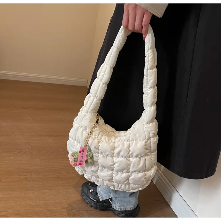Women's Bag Korean Version Sweet Girly Style Shoulder Bag Fashion Casual Bubble Dumpling Bag Fold Cloud Bag Fashion Exquisite