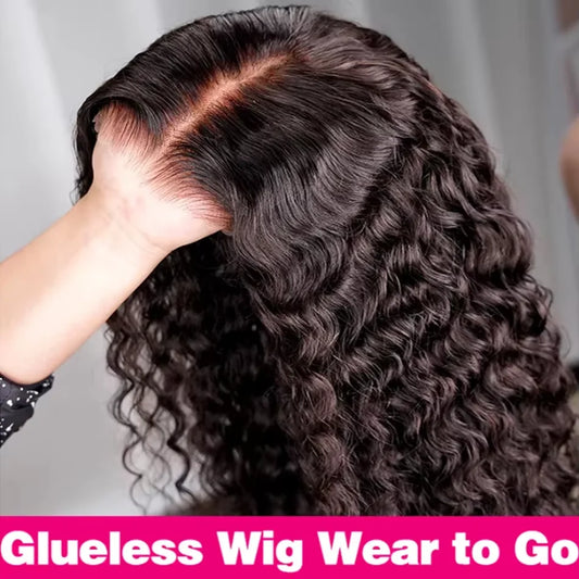 250% 36 Inch Hd Curly Glueless Wigs Ready To Wear 5x5 Lace Closure Wigs Hd Transparent Lace Front Human Hair Wigs Bleached Knots