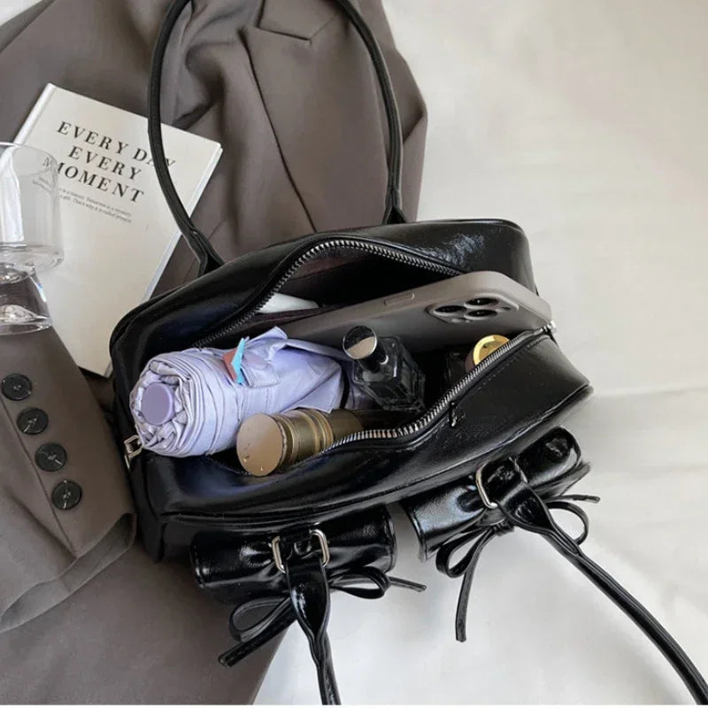 Vintage Women Business Shoulder Bags Simple Ladies Commute Tote Bag Pu Leather Female Underarm Bag Burgundy Large Handbags Purse