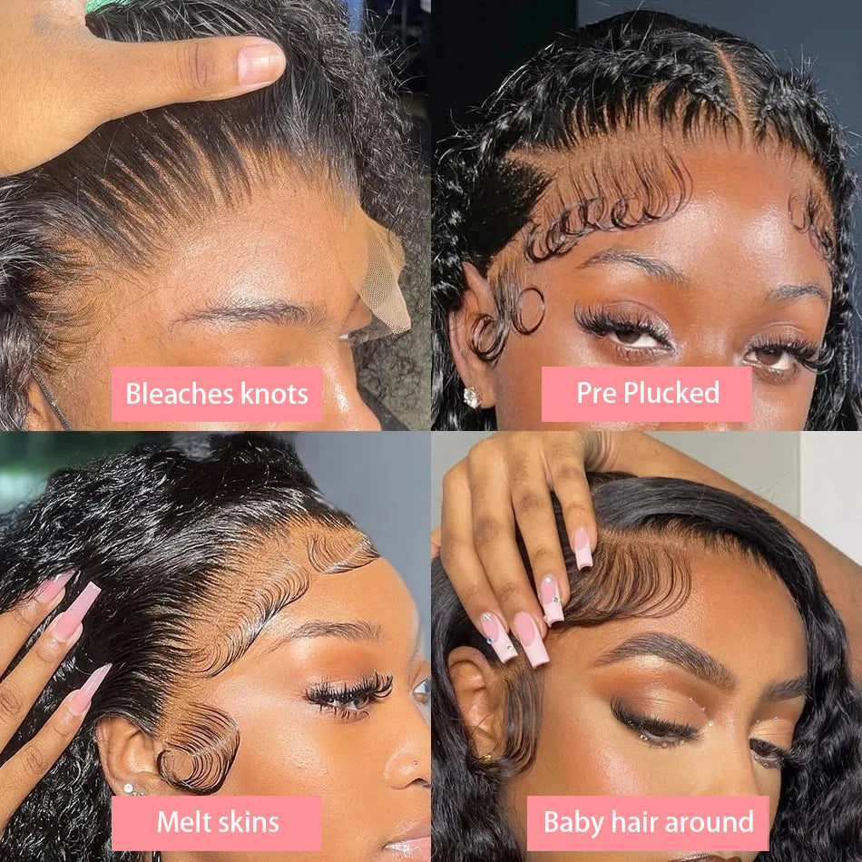 Curly Deep Water Wave 13x4 HD Lace Front Wigs Glueless Short Bob Wig Brazilian 100% Human Hair 4x4 Transparent Lace Frontal Wig