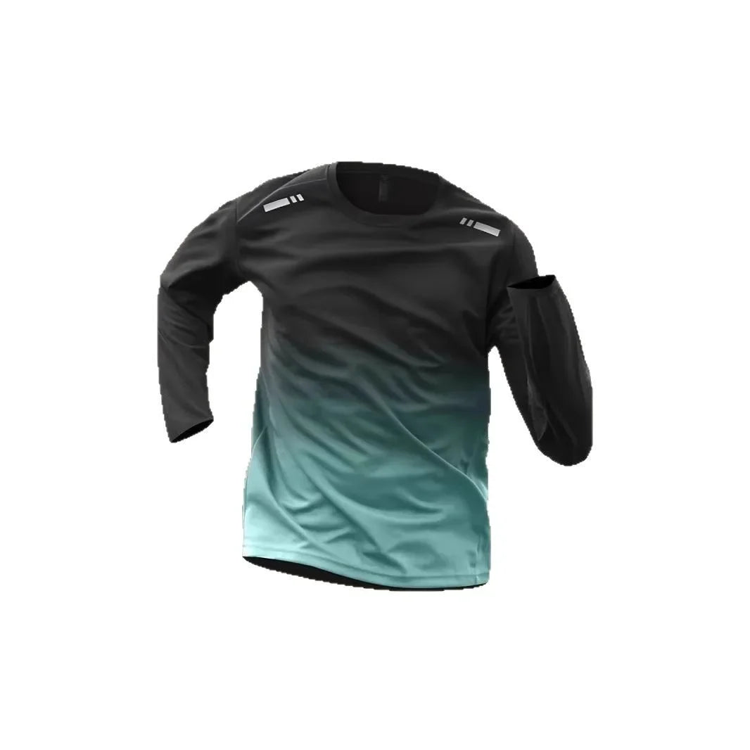 Quick Dry Ice Silk Men's T-Shirt Thin Sport Long Sleeve Loose Fitness Training Running Clothes New Style Summer Breathable Top
