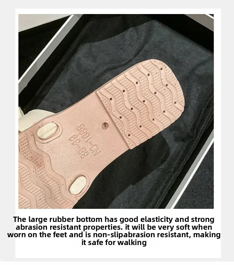 Fashionable Butterfly Knot Flat Bottom Slippers Women's Summer Outdoor Wear Soft Bottom Home Slippers Versatile Fairy Wind Cool