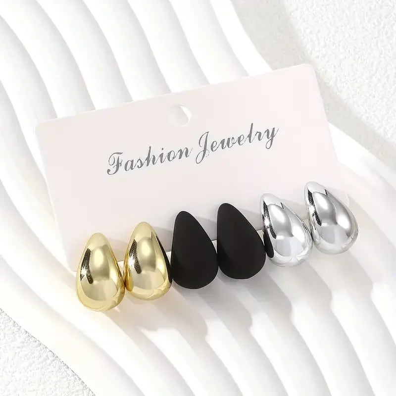Vintage Elegant Teardrop Stud Earring Set Chic Simple Fashion Lightweight Earrings  for Women Daily Wear Party Jewelry Gift 2025