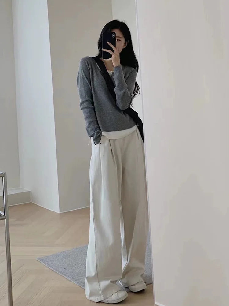 Y2k Black Fake Two Pieces Long Sleeves Shirt Women Autumn Irregular Patchwork Tops Slim-fit Bottom Knit Shirts Aesthetic Clothes