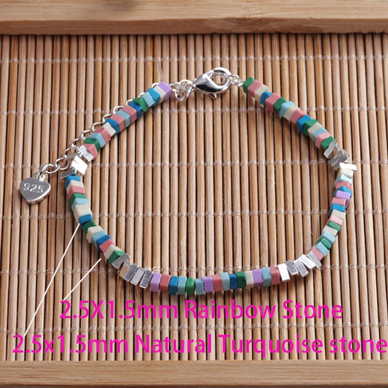 VENTFILLE 925 Sterling Silver Line Extremely fine Bracelet for Women Love Haert Bead Korean Ins Sweet Jewelry Gift Dropshipping