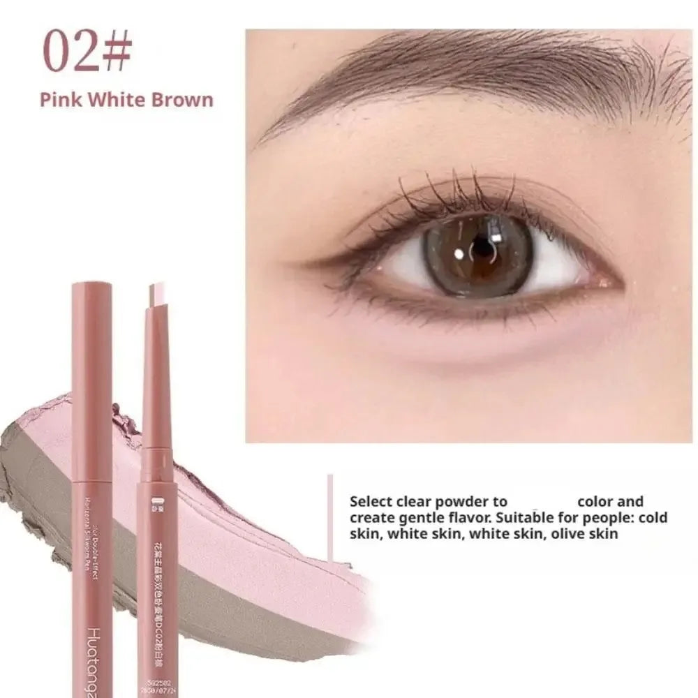 Double Ended Lying Silkworm Pencil Eye Makeup Tool with Brush Highlighter Makeup Pen Mulitfuntional Eye Brightener Makeup Stick