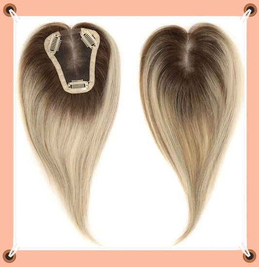 100% Remy Human Hair Natural Hair Topper HairPieces for Women Silk Base 3Clip in Toppers Hair Swiss Lace Hair Topper Breathable