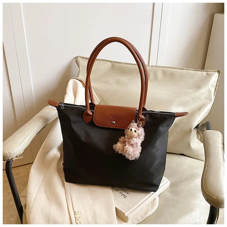 Eco-Friendly Dumpling Shape Tote Bag Versatile Ladies Handbag Single Shoulder Slant Cross Commuter Bag Soft Canvas Square Shape