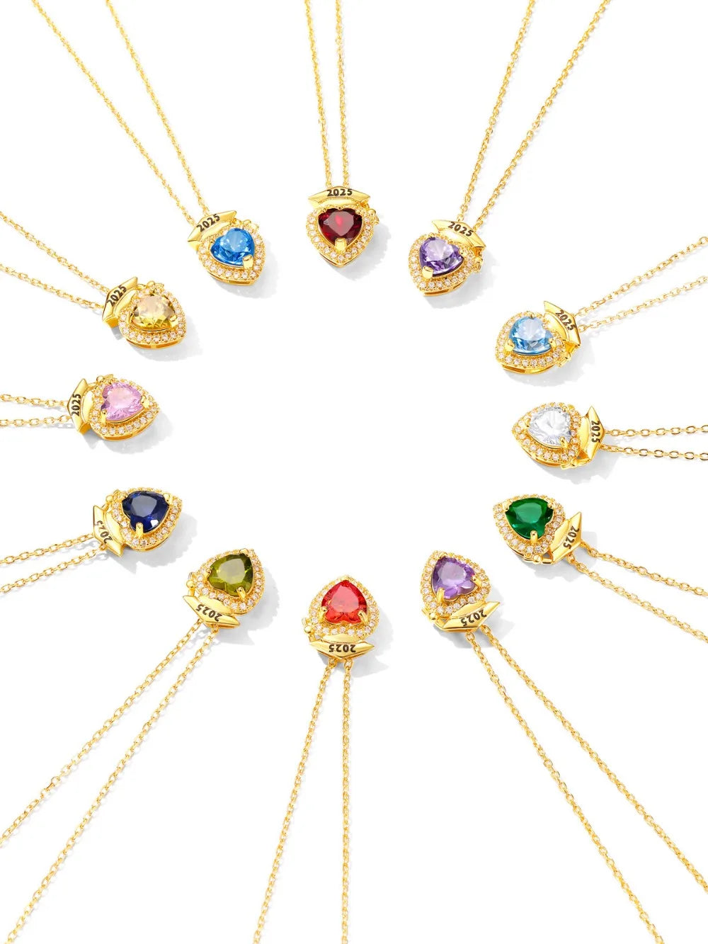 U7 2025 Graduation Necklaces for Women Bachelor Cap Clear White A+++ CZ Heart Birthstones Jewelry Gift for Daughter Girlfriend