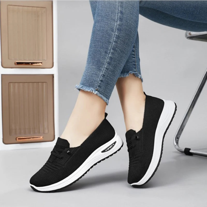 Summer Women's Sneakers Breathable Slip on Walking Shoes Mesh Low Top Womens Vulcanized Shoes Soft Sole Lightweight Women Shoes