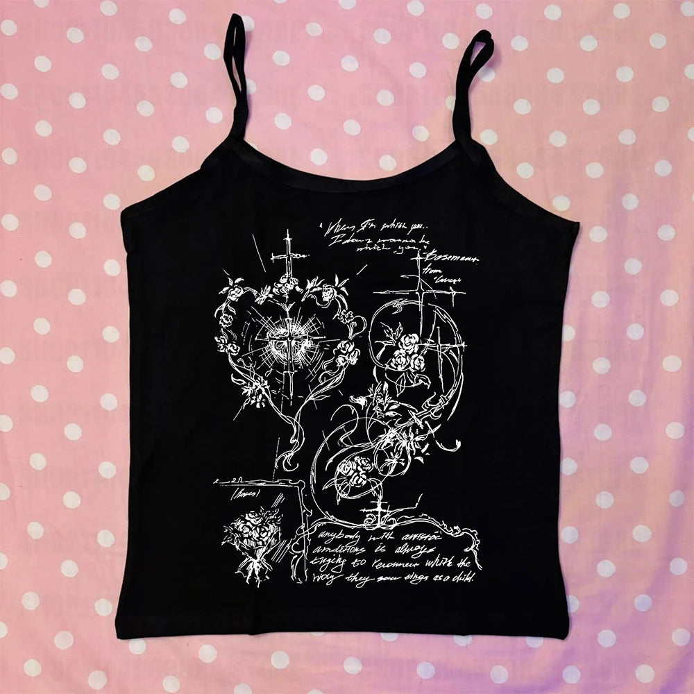 2k Fairy Grunge Graphic T-Shirts for Women E-Girls Goth Rib Long Sleeve Tee Tops Vintage Emo Clothes 2000s Retro Streetwear